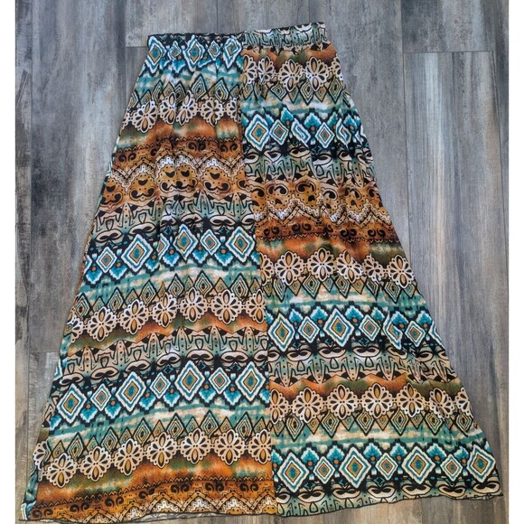 Vintage Norma Allen Maxi Skirt Women's Large Aztec Tribal Native Print VTG - Picture 5 of 5
